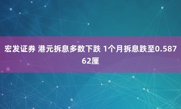 宏发证券 港元拆息多数下跌 1个月拆息跌至0.58762厘